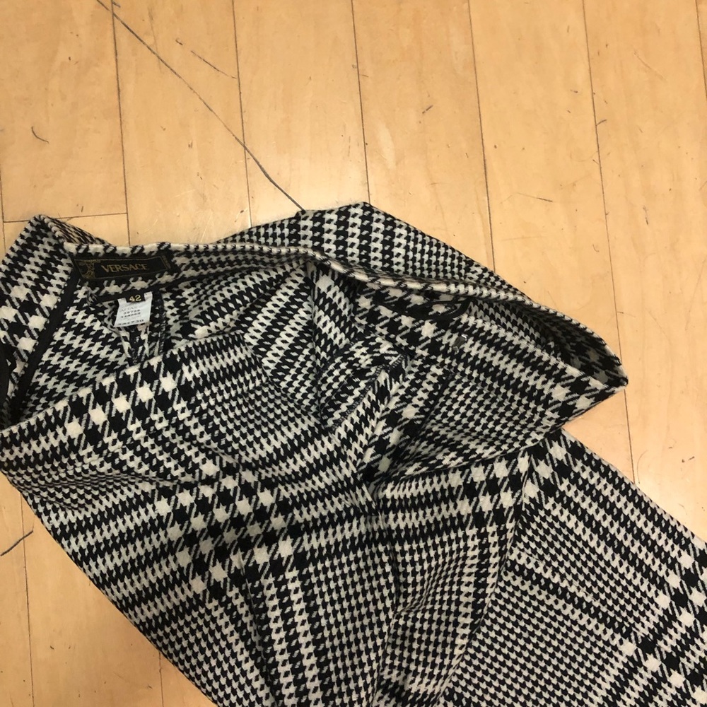 Versace B/W plaid flared pants 42IT fab - Picture 4 of 11
